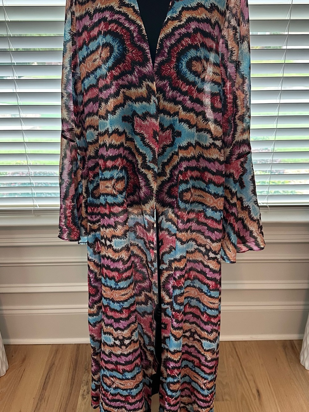 Colorful Abstract Pattern Long Kimono Duster